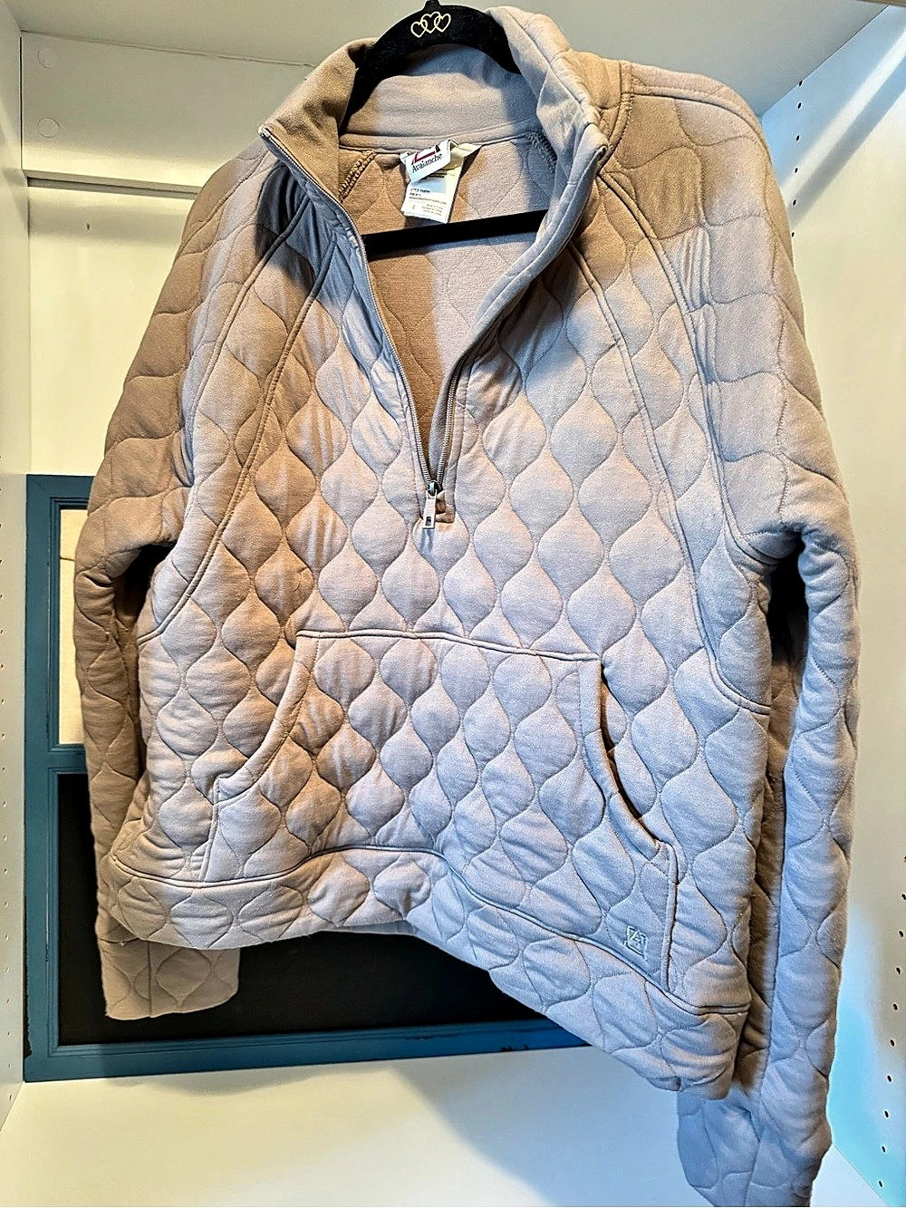 Avalanche Quilted Mock Neck Quarter Zip Pullover Gray Large